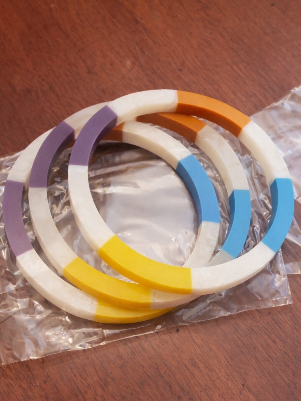 Plunder Colorblock White Bracelet Set with Yellow Blue Purple Orange Accents